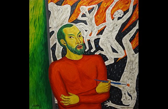 010-01  Self-portrait, 1985, Oil on canvas, 46 x 46 in.