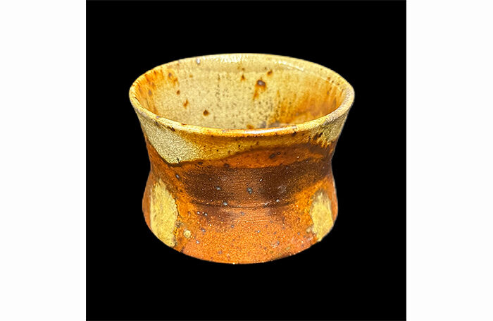 023-08  Doujime Chawan / 胴締茶碗  H 6 in x W 6 in x D 6 in  Stoneware and natural wood ash glaze  SOLD